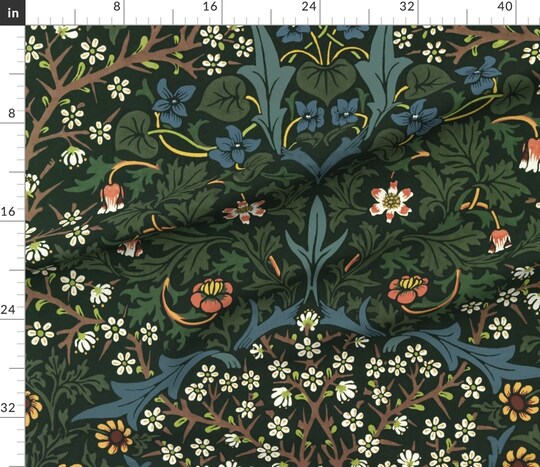 Blackthorn William Morris Custom Printed Fabric by Spoonflower Various Fabrics by the Yard or Fat Quarter